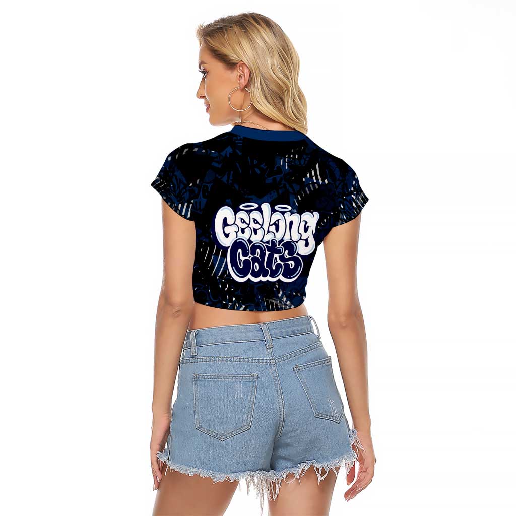 Geelong Cats Raglan Cropped T Shirt Urban Graffiti Street Art - Bold Abstract Spray Paint