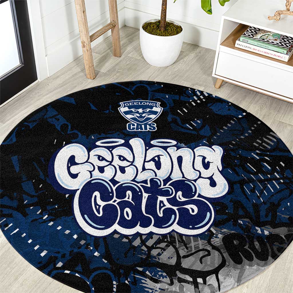 Geelong Cats Round Carpet Urban Graffiti Street Art - Bold Abstract Spray Paint