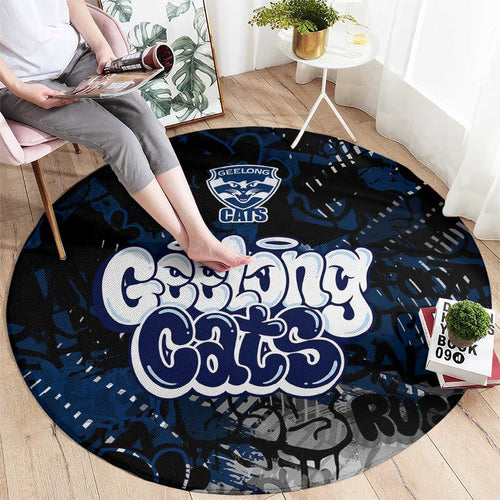 Geelong Cats Round Carpet Urban Graffiti Street Art - Bold Abstract Spray Paint