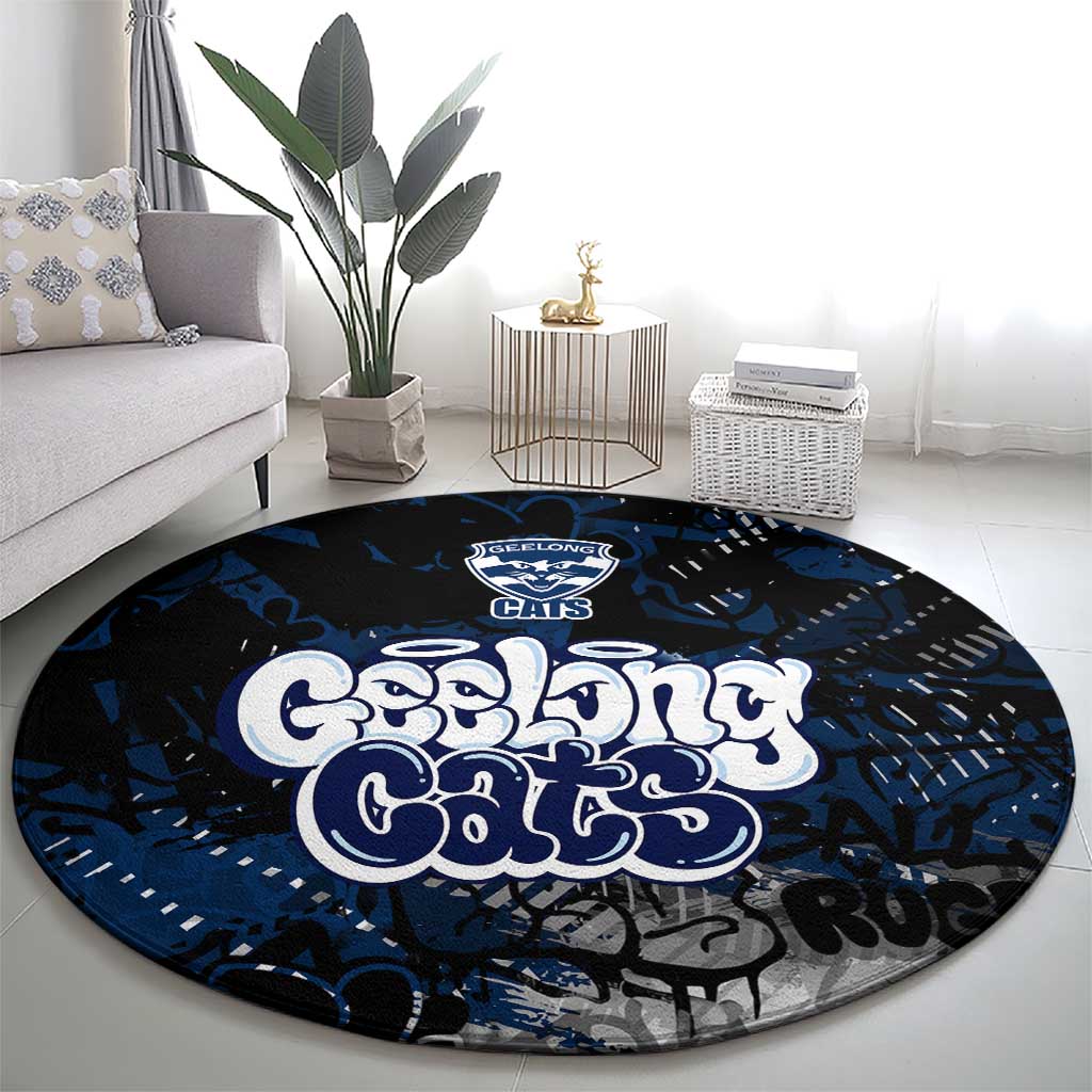 Geelong Cats Round Carpet Urban Graffiti Street Art - Bold Abstract Spray Paint