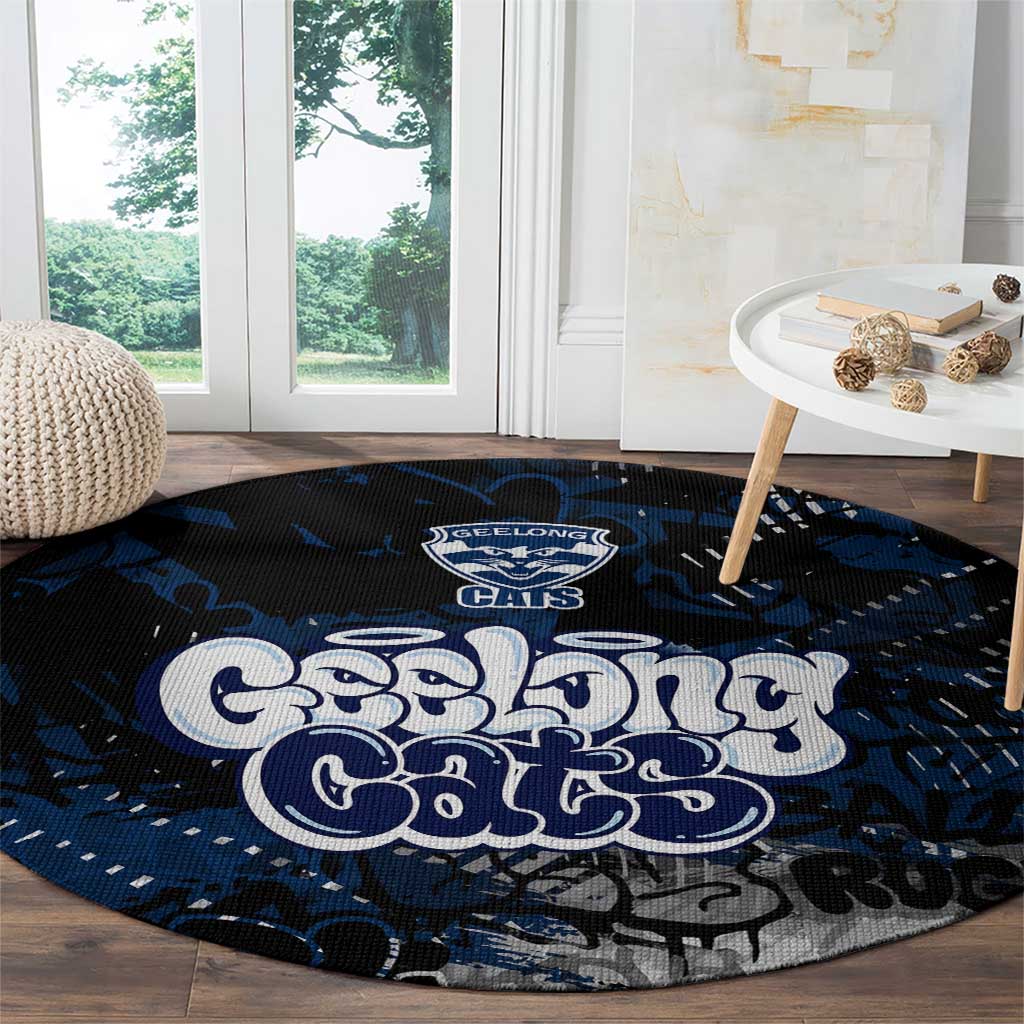 Geelong Cats Round Carpet Urban Graffiti Street Art - Bold Abstract Spray Paint