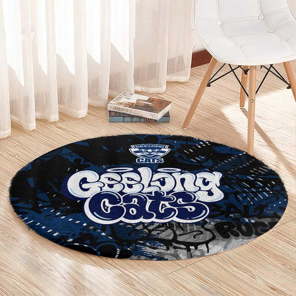 Geelong Cats Round Carpet Urban Graffiti Street Art - Bold Abstract Spray Paint