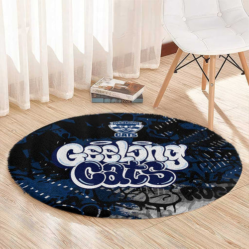 Geelong Cats Round Carpet Urban Graffiti Street Art - Bold Abstract Spray Paint