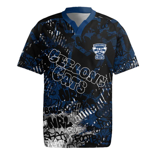 Geelong Cats Rugby Jersey Urban Graffiti Street Art - Bold Abstract Spray Paint