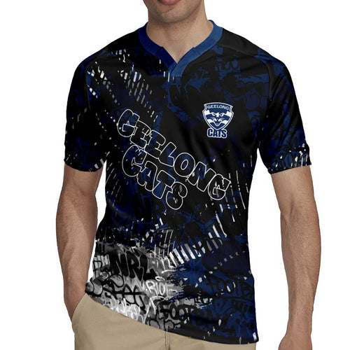 Geelong Cats Rugby Jersey Urban Graffiti Street Art - Bold Abstract Spray Paint