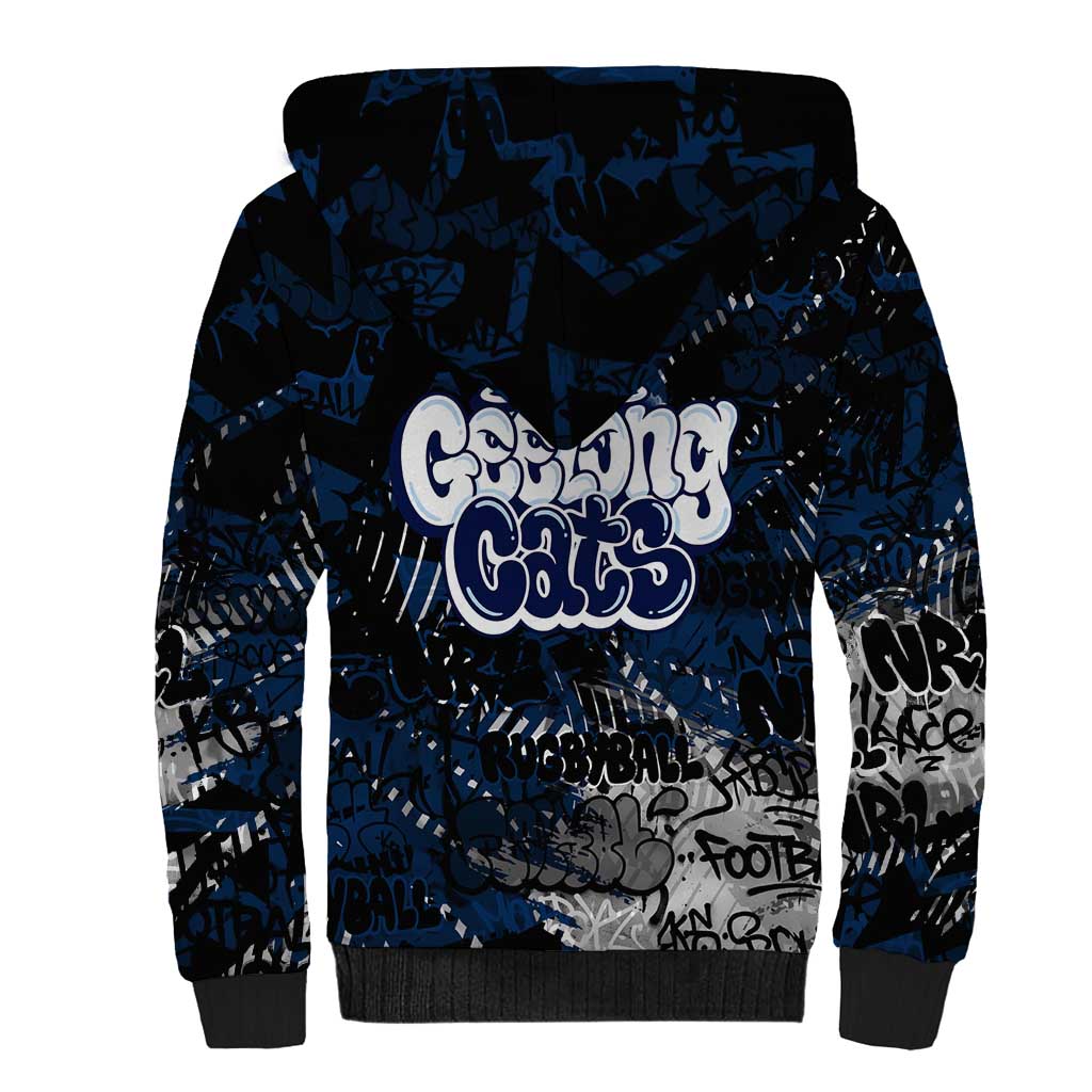 Geelong Cats Sherpa Hoodie Urban Graffiti Street Art - Bold Abstract Spray Paint