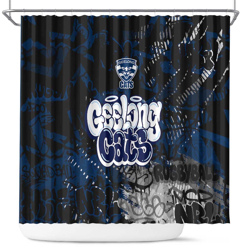 Geelong Cats Shower Curtain Urban Graffiti Street Art - Bold Abstract Spray Paint