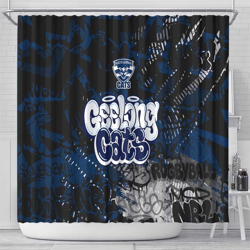 Geelong Cats Shower Curtain Urban Graffiti Street Art - Bold Abstract Spray Paint