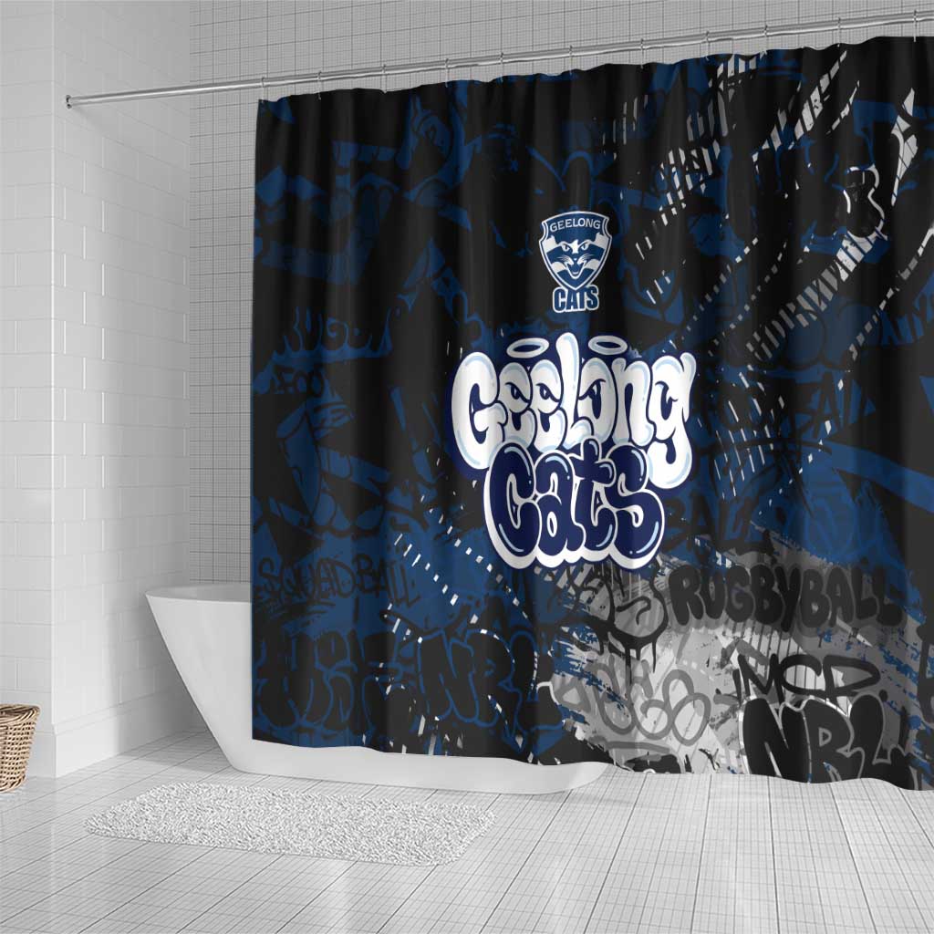 Geelong Cats Shower Curtain Urban Graffiti Street Art - Bold Abstract Spray Paint