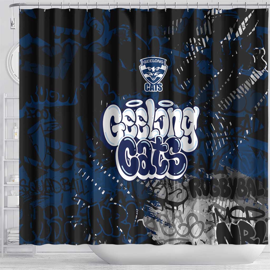 Geelong Cats Shower Curtain Urban Graffiti Street Art - Bold Abstract Spray Paint