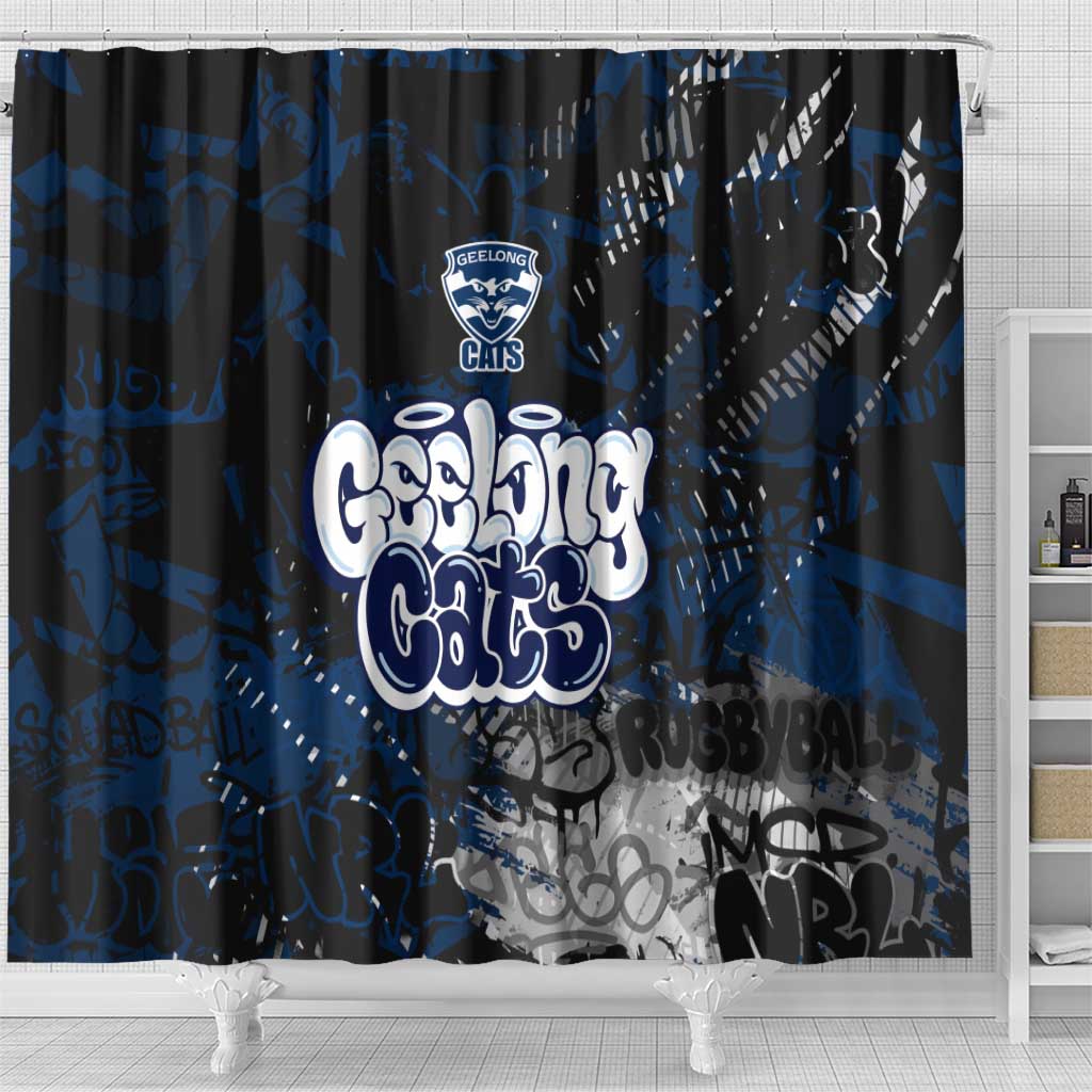Geelong Cats Shower Curtain Urban Graffiti Street Art - Bold Abstract Spray Paint