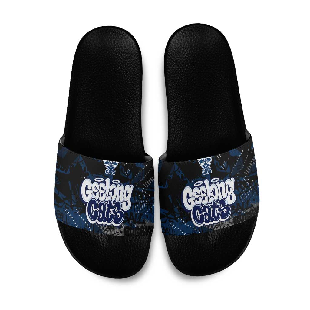 Geelong Cats Slide Sandals Urban Graffiti Street Art - Bold Abstract Spray Paint