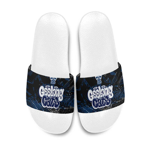 Geelong Cats Slide Sandals Urban Graffiti Street Art - Bold Abstract Spray Paint