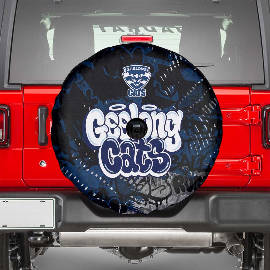 Geelong Cats Spare Tire Cover Urban Graffiti Street Art - Bold Abstract Spray Paint