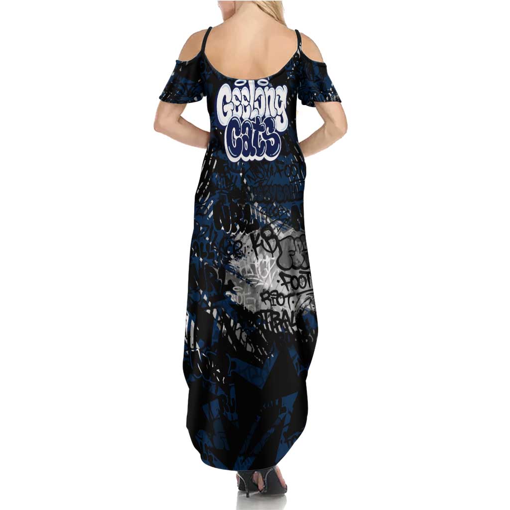 Geelong Cats Summer Maxi Dress Urban Graffiti Street Art - Bold Abstract Spray Paint
