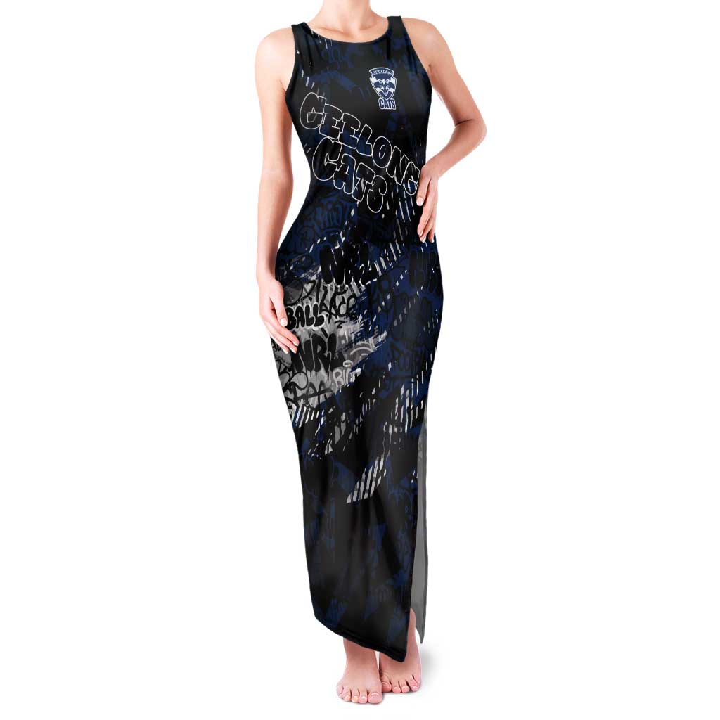 Geelong Cats Tank Maxi Dress Urban Graffiti Street Art - Bold Abstract Spray Paint