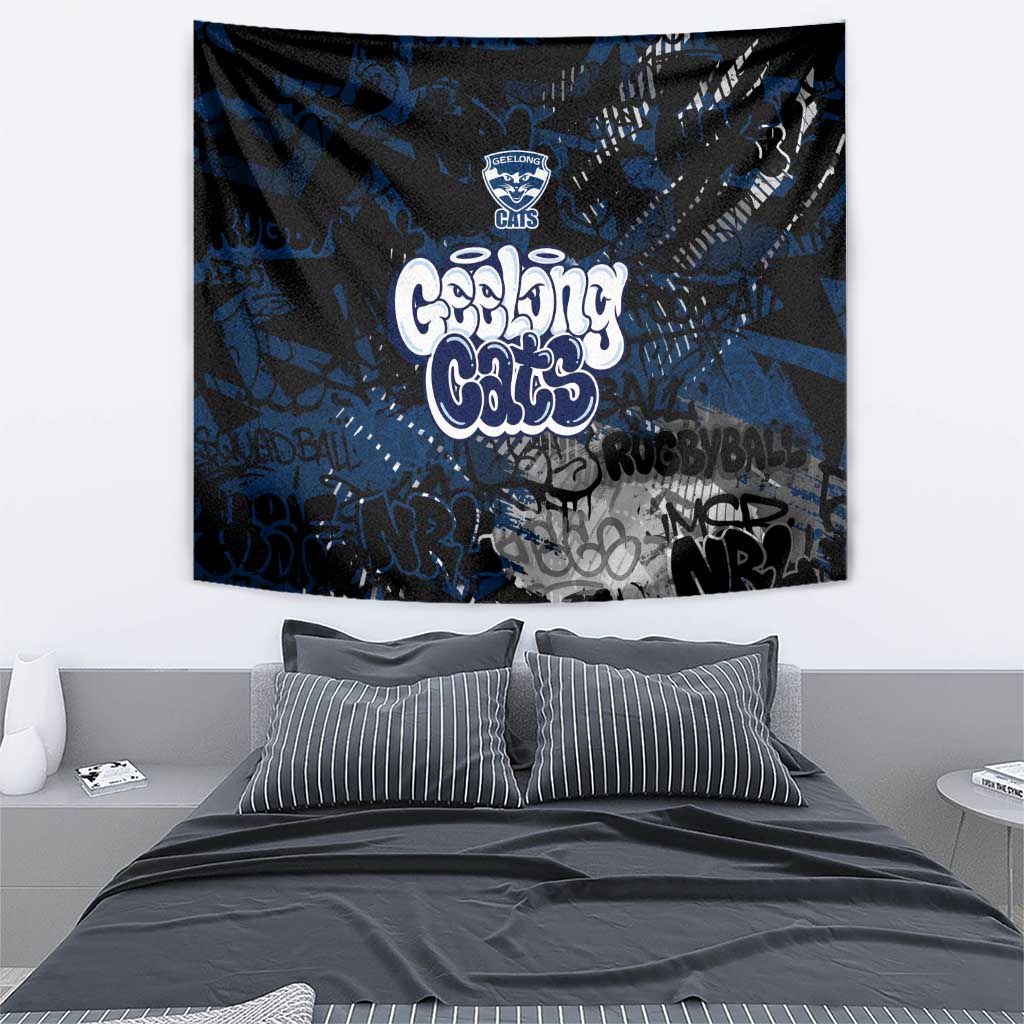 Geelong Cats Tapestry Urban Graffiti Street Art - Bold Abstract Spray Paint