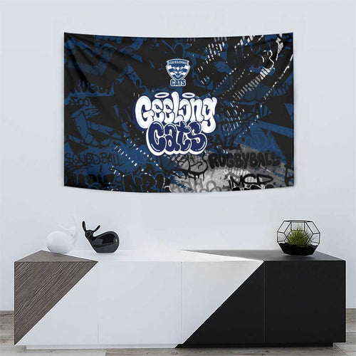 Geelong Cats Tapestry Urban Graffiti Street Art - Bold Abstract Spray Paint
