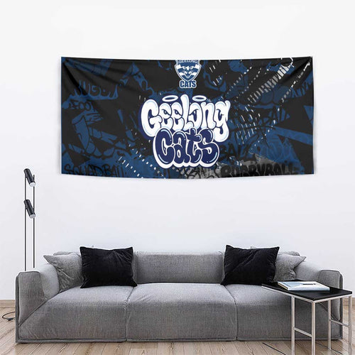 Geelong Cats Tapestry Urban Graffiti Street Art - Bold Abstract Spray Paint