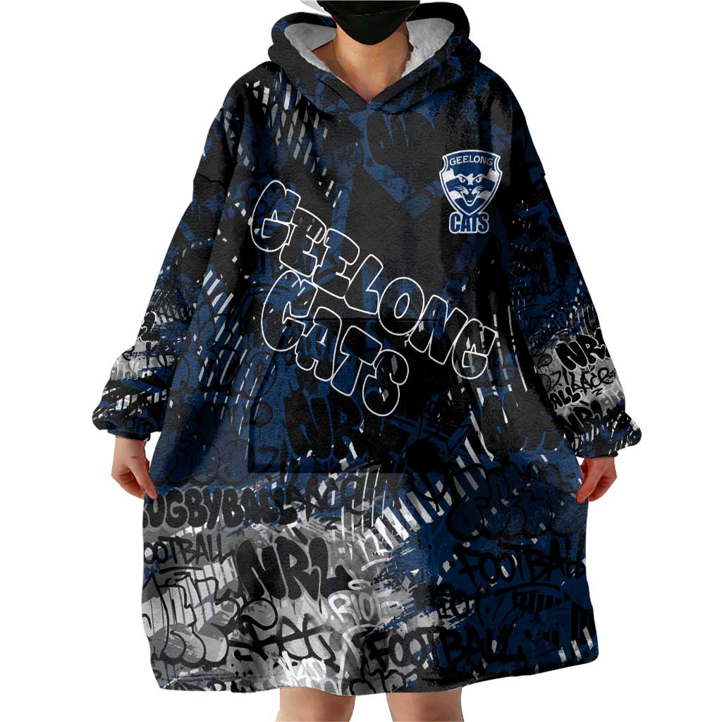 Geelong Cats Wearable Blanket Hoodie Urban Graffiti Street Art - Bold Abstract Spray Paint