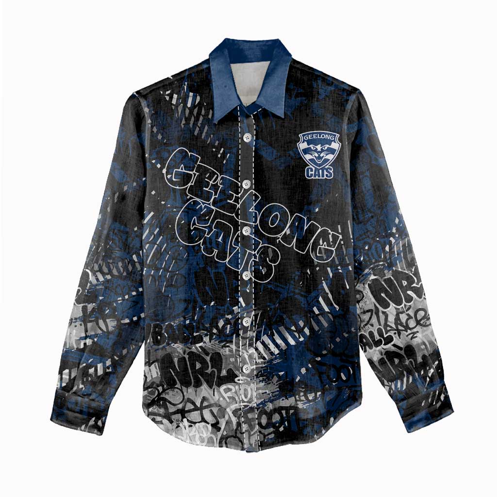 Geelong Cats Women Casual Shirt Urban Graffiti Street Art - Bold Abstract Spray Paint