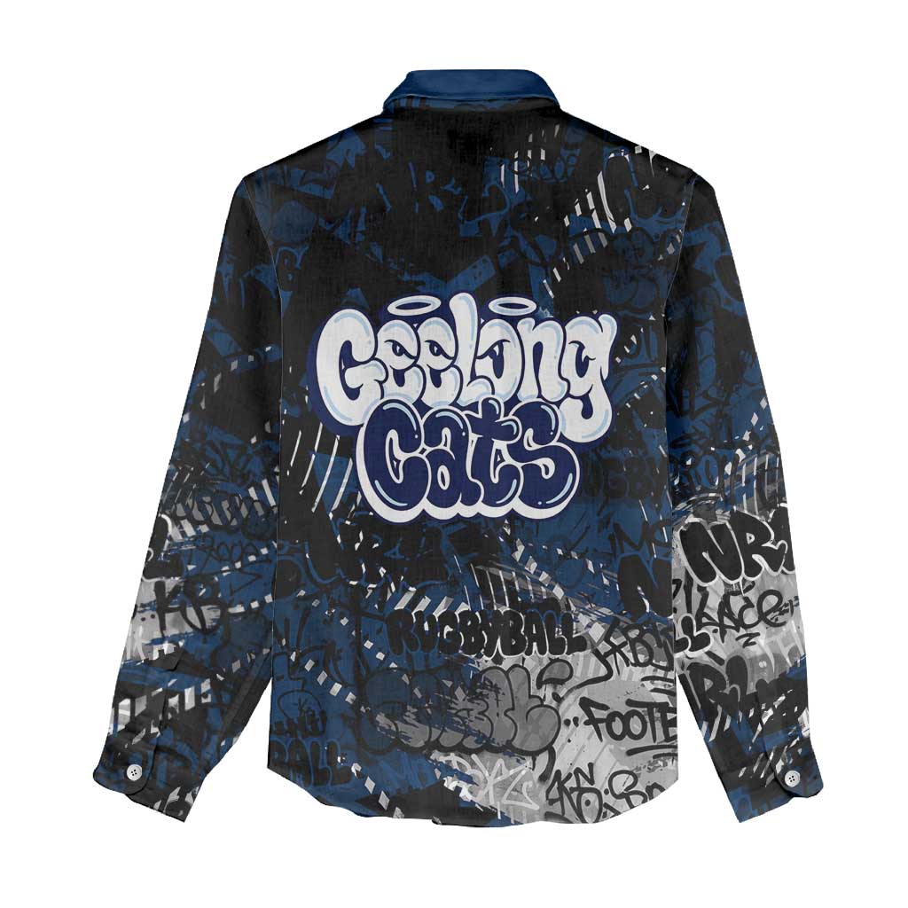 Geelong Cats Women Casual Shirt Urban Graffiti Street Art - Bold Abstract Spray Paint