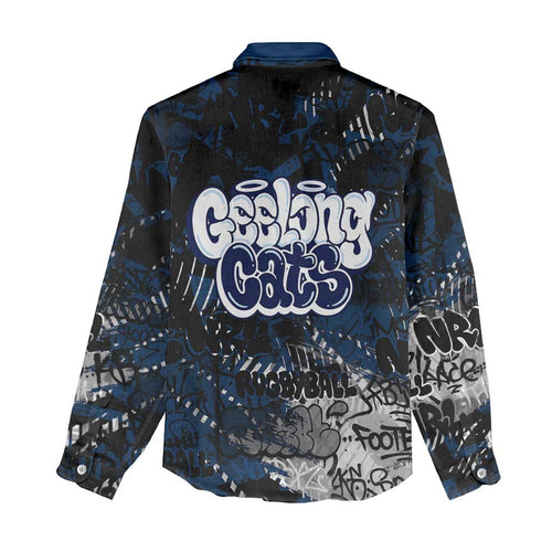 Geelong Cats Women Casual Shirt Urban Graffiti Street Art - Bold Abstract Spray Paint