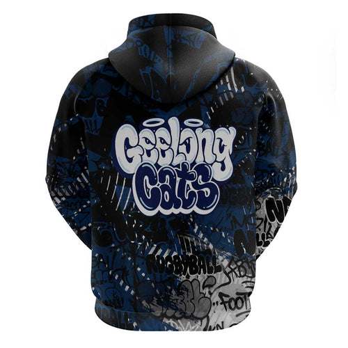 Geelong Cats Zip Hoodie Urban Graffiti Street Art - Bold Abstract Spray Paint