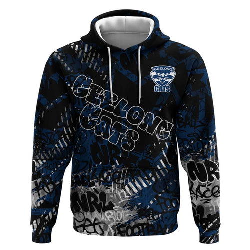 Geelong Cats Zip Hoodie Urban Graffiti Street Art - Bold Abstract Spray Paint