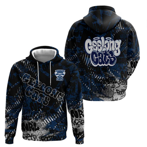 Geelong Cats Zip Hoodie Urban Graffiti Street Art - Bold Abstract Spray Paint