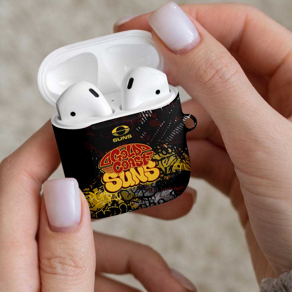 Gold Coast Suns AirPods Case Urban Graffiti Street Art - Bold Abstract Spray Paint