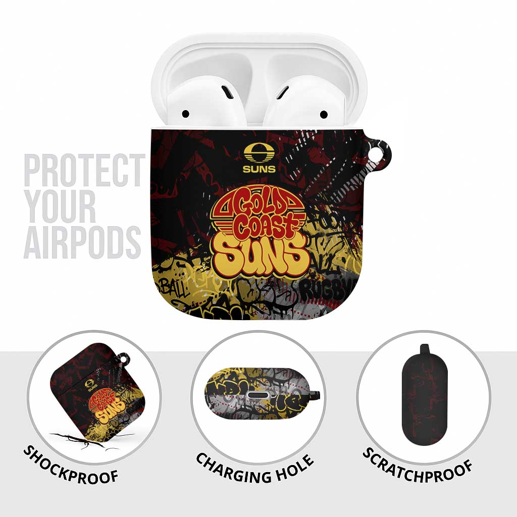 Gold Coast Suns AirPods Case Urban Graffiti Street Art - Bold Abstract Spray Paint