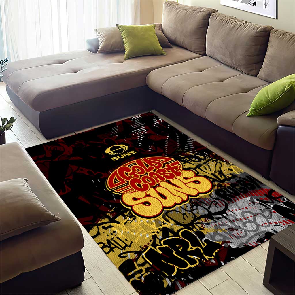 Gold Coast Suns Area Rug Urban Graffiti Street Art - Bold Abstract Spray Paint