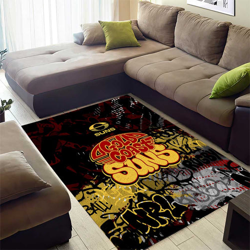 Gold Coast Suns Area Rug Urban Graffiti Street Art - Bold Abstract Spray Paint