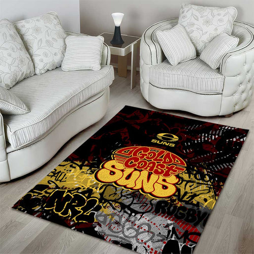Gold Coast Suns Area Rug Urban Graffiti Street Art - Bold Abstract Spray Paint