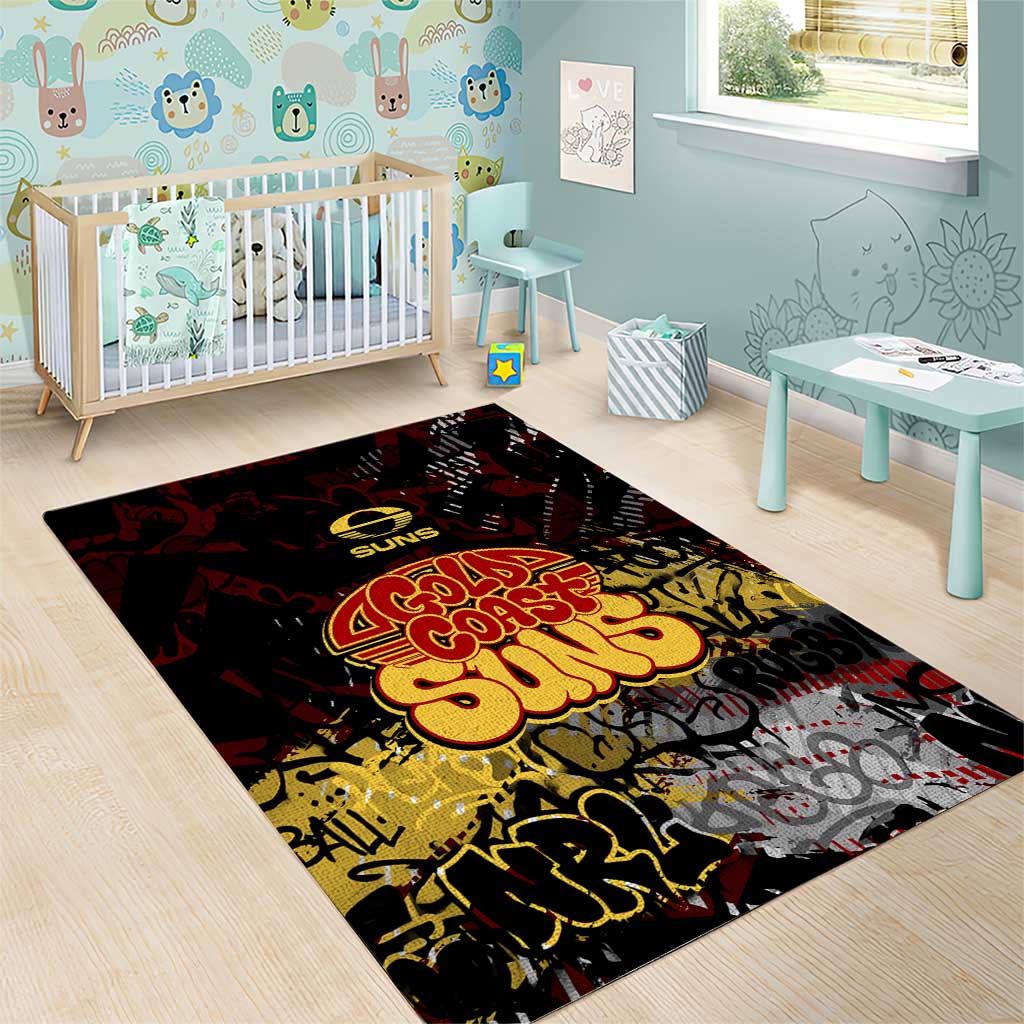 Gold Coast Suns Area Rug Urban Graffiti Street Art - Bold Abstract Spray Paint