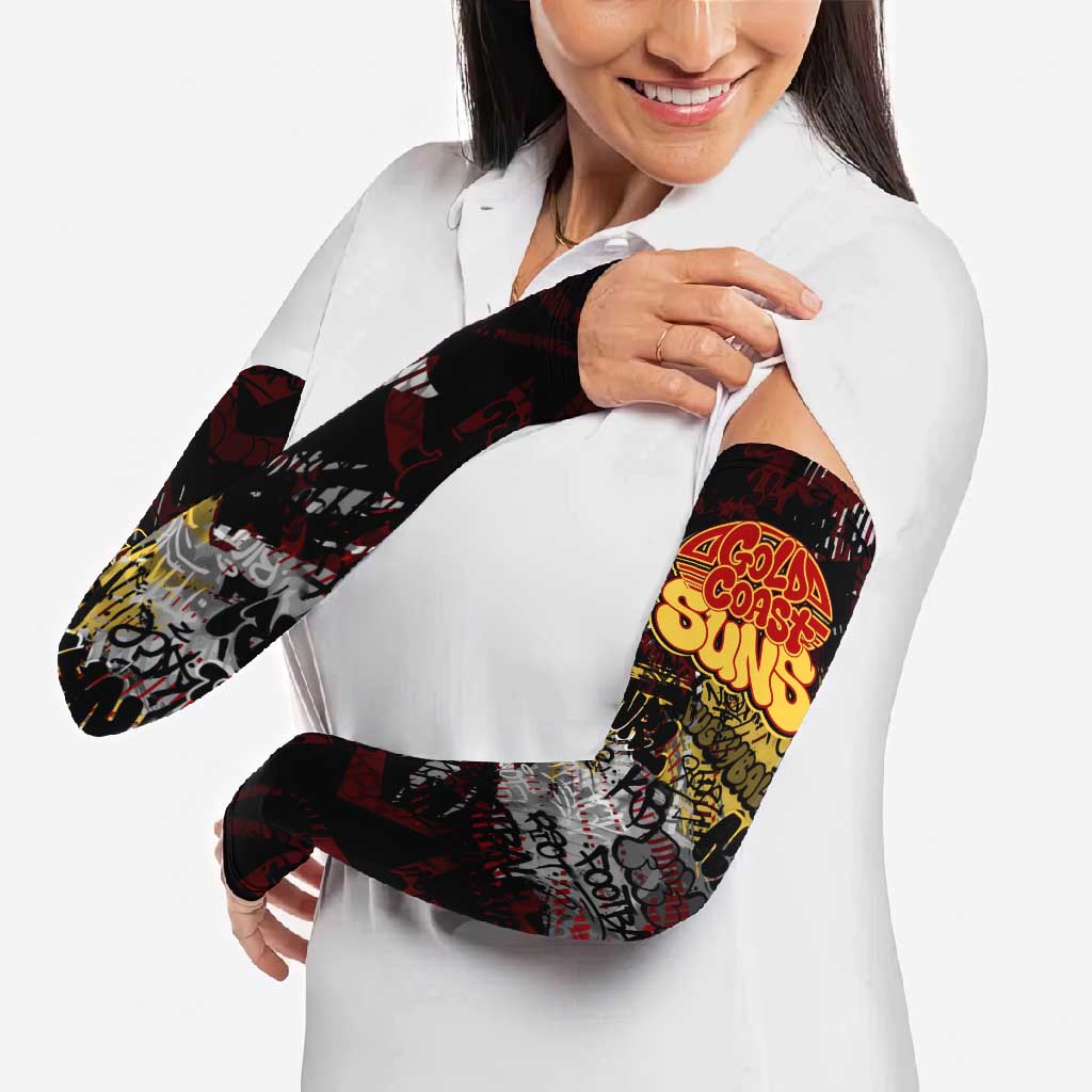 Gold Coast Suns Arm Sleeves Urban Graffiti Street Art - Bold Abstract Spray Paint