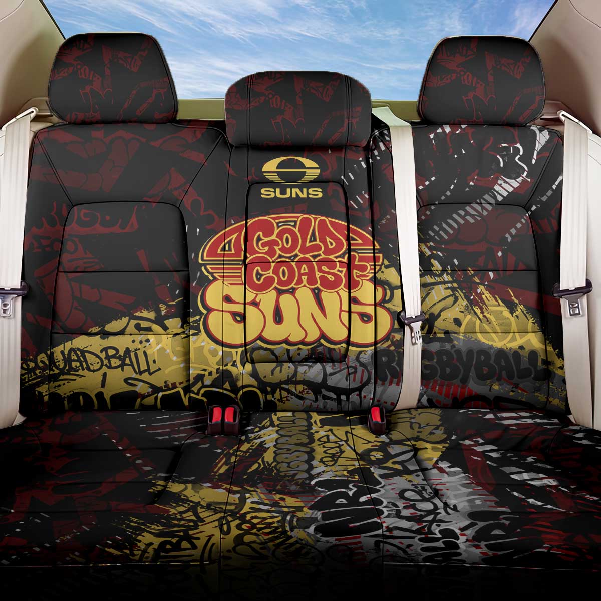 Gold Coast Suns Back Car Seat Cover Urban Graffiti Street Art - Bold Abstract Spray Paint