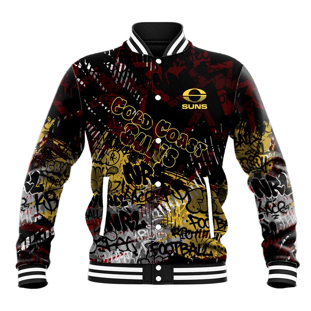 Gold Coast Suns Baseball Jacket Urban Graffiti Street Art - Bold Abstract Spray Paint