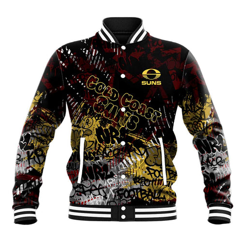 Gold Coast Suns Baseball Jacket Urban Graffiti Street Art - Bold Abstract Spray Paint