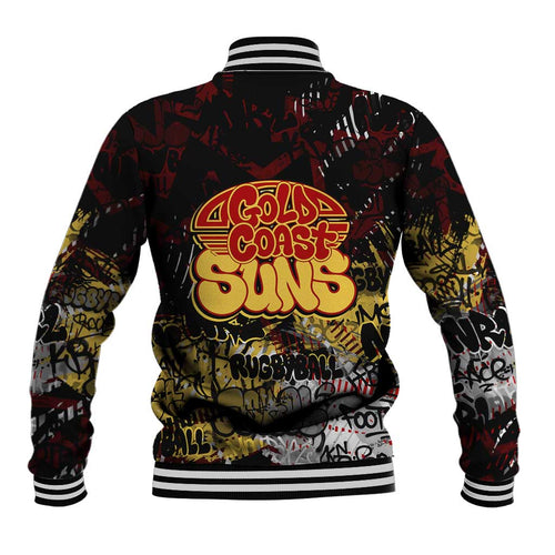 Gold Coast Suns Baseball Jacket Urban Graffiti Street Art - Bold Abstract Spray Paint