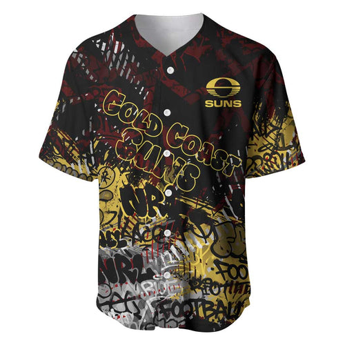 Gold Coast Suns Baseball Jersey Urban Graffiti Street Art - Bold Abstract Spray Paint