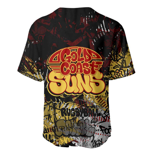 Gold Coast Suns Baseball Jersey Urban Graffiti Street Art - Bold Abstract Spray Paint