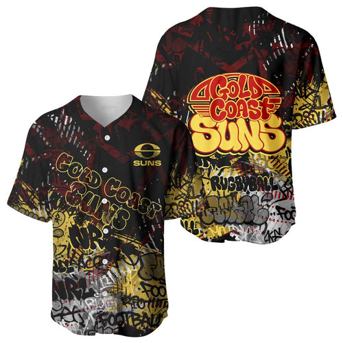 Gold Coast Suns Baseball Jersey Urban Graffiti Street Art - Bold Abstract Spray Paint