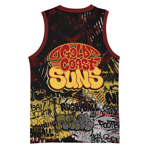 Gold Coast Suns Basketball Jersey Urban Graffiti Street Art - Bold Abstract Spray Paint
