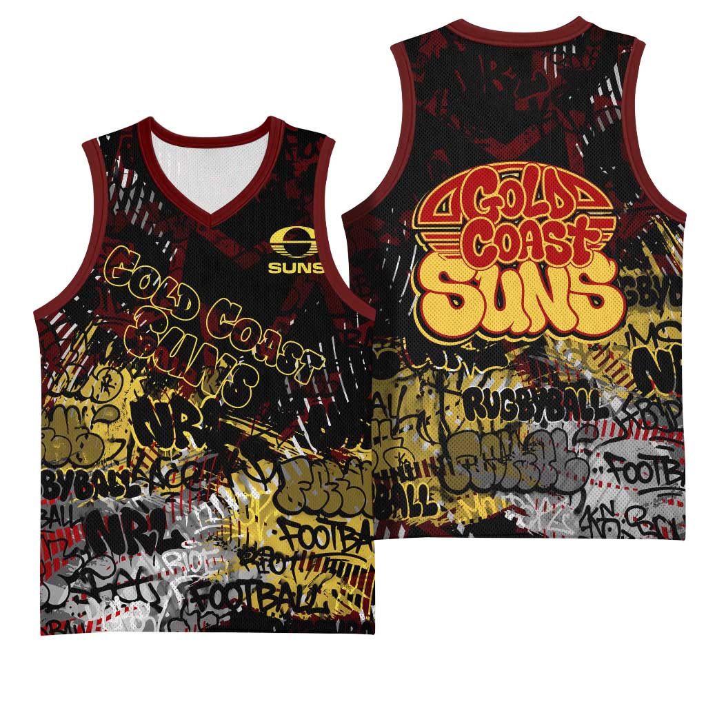 Gold Coast Suns Basketball Jersey Urban Graffiti Street Art - Bold Abstract Spray Paint