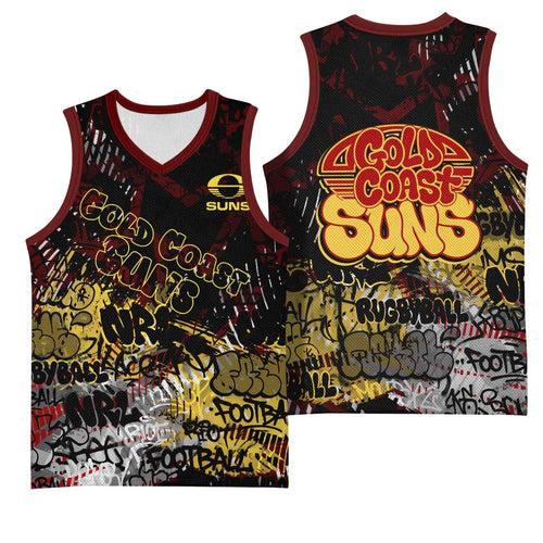 Gold Coast Suns Basketball Jersey Urban Graffiti Street Art - Bold Abstract Spray Paint