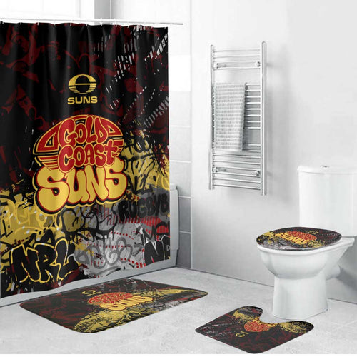 Gold Coast Suns Bathroom Set Urban Graffiti Street Art - Bold Abstract Spray Paint