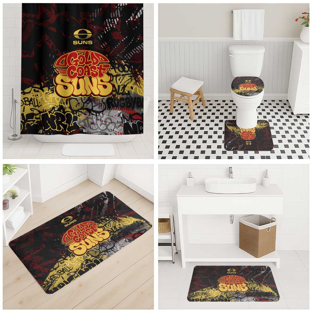 Gold Coast Suns Bathroom Set Urban Graffiti Street Art - Bold Abstract Spray Paint