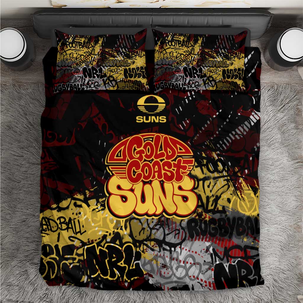 Gold Coast Suns Bedding Set Urban Graffiti Street Art - Bold Abstract Spray Paint